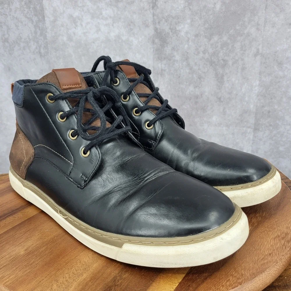 Sonoma Chukka Boots Mens 13 Black Faux Leather Vitalize‎ Ortholite Comfort